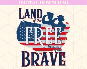 Terra della libertà grazie alla grafica coraggiosa per la stampa a sublimazione, PNG stampabile per t-shirt, design patriottico per le magliette del 4 luglio