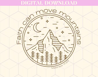La fede può spostare le montagne Grafica per la sublimazione, PNG per la stampa DTF, Disegni di magliette cristiane, Progettazione grafica stampabile per i cristiani