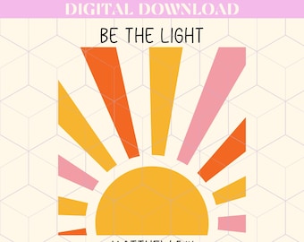 Sii la luce, design cristiano PNG per magliette, Matteo 5:14 PNG, download digitale del versetto della Bibbia per sublimazione, PNG per stampa a trasferimento