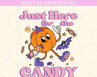 Sono qui solo per i dolci PNG, design digitale per sublimazione, design per maglietta in stile retrò di Halloween per la stampa, maglietta vintage di Halloween
