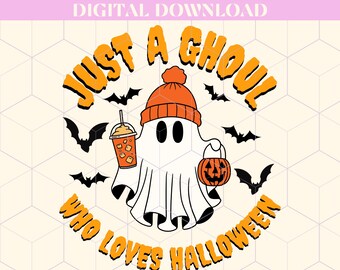 Solo un Ghoul che ama Halloween, design retrò di Halloween con stampa a sublimazione per la stampa, design di maglietta di Halloween in stile vintage, stampe DTG