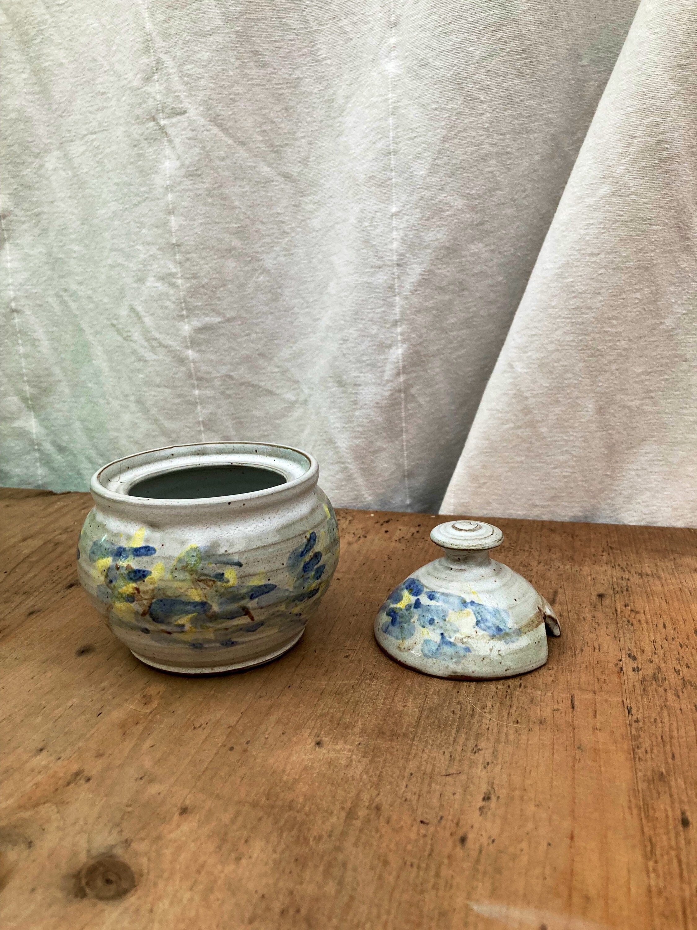 Vintage studio pottery jam pot Mid century mustard pot Etsy