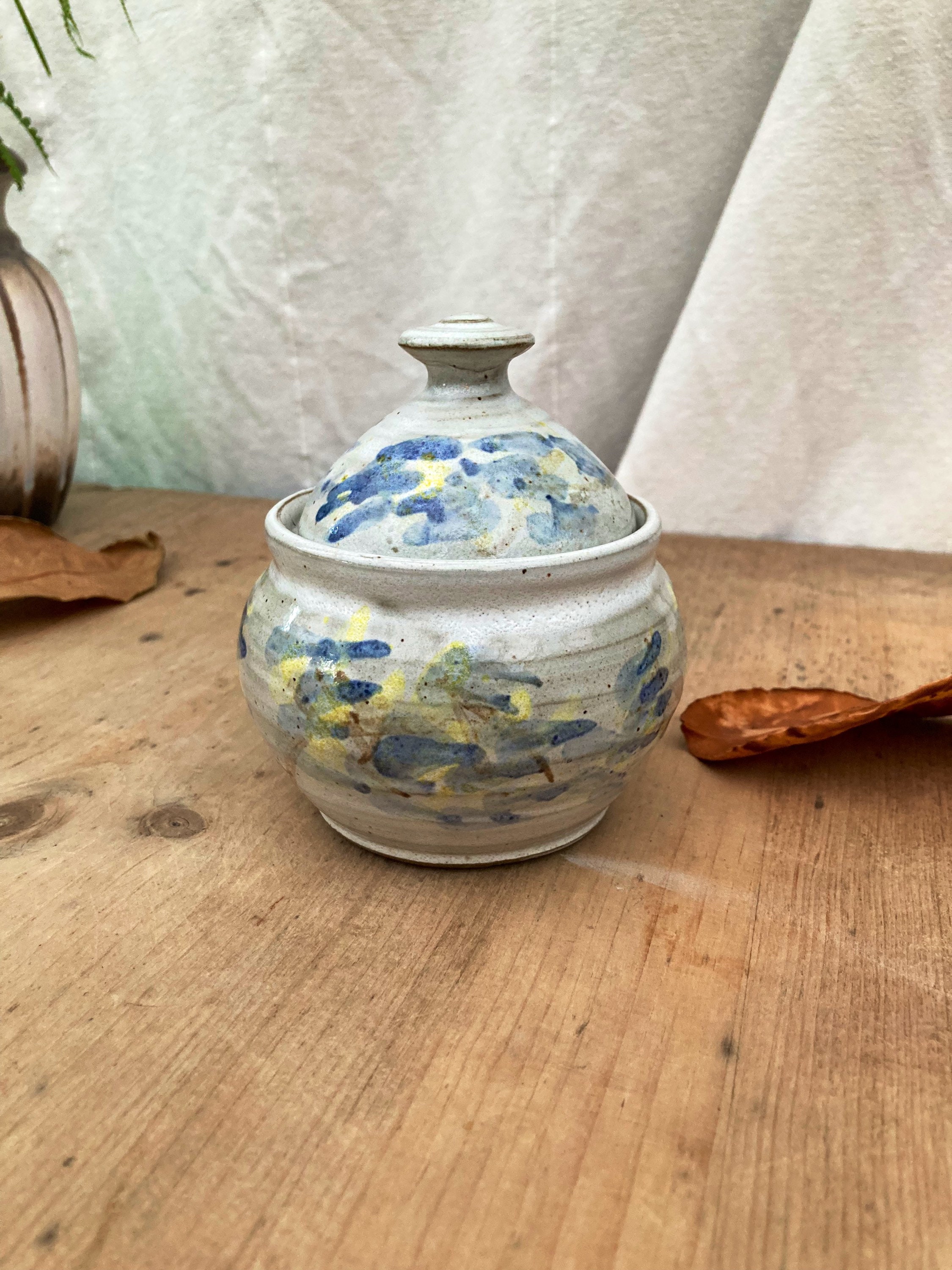 Vintage studio pottery jam pot Mid century mustard pot Etsy