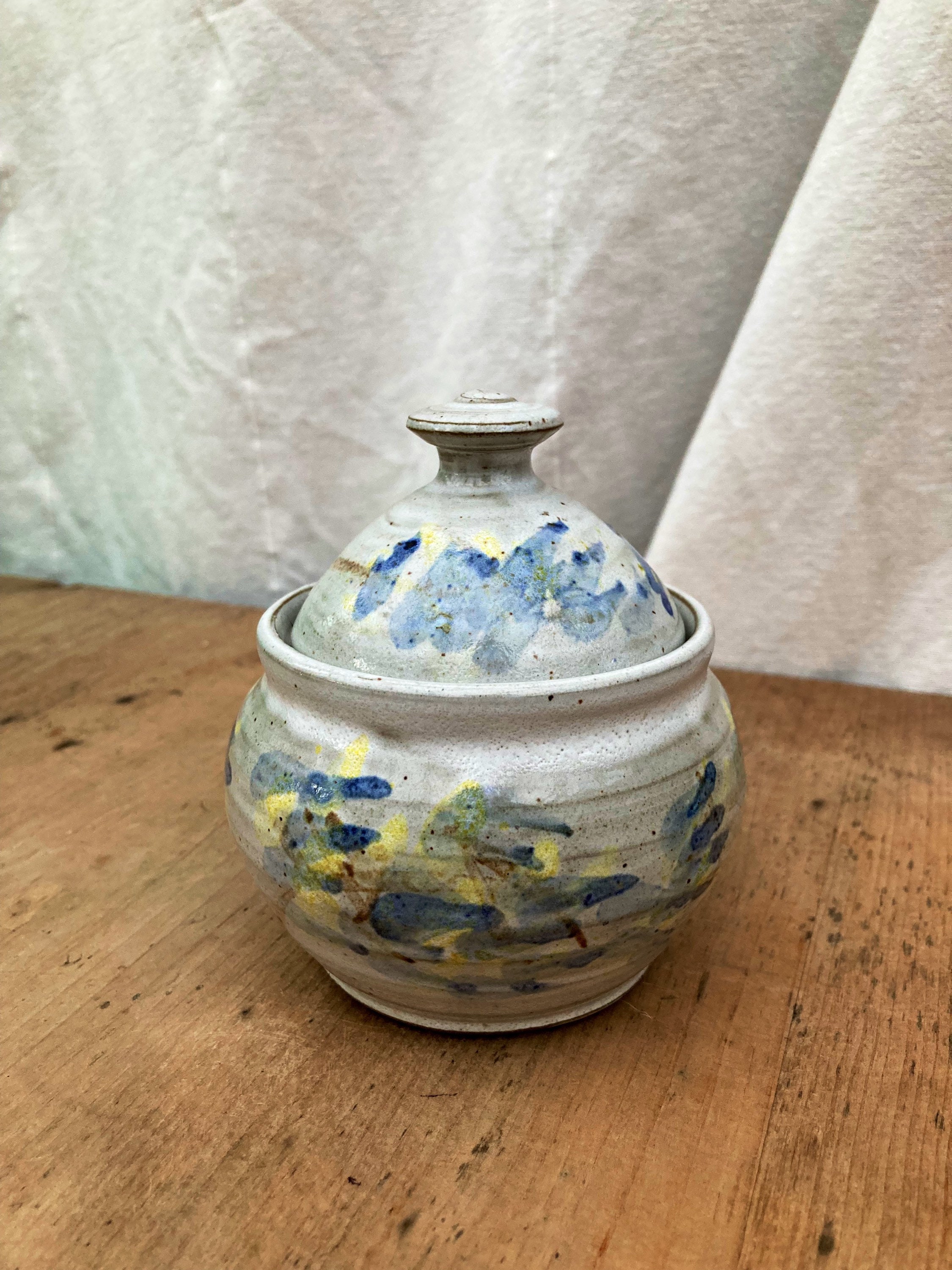 Vintage studio pottery jam pot Mid century mustard pot Etsy