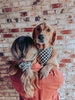 Dog Bandana Matching Scrunchie Combo - Match your Best Friend! | Black and White Buffalo Plaid | Red and Black Buffalo Plaid | 