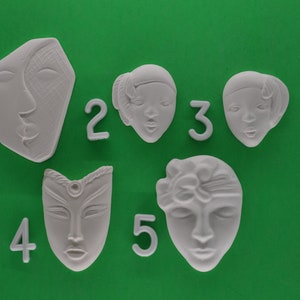 Mask Faces, Various Styles and Sizes, Ceramic Bisque Unpainted Ready to Paint DIY