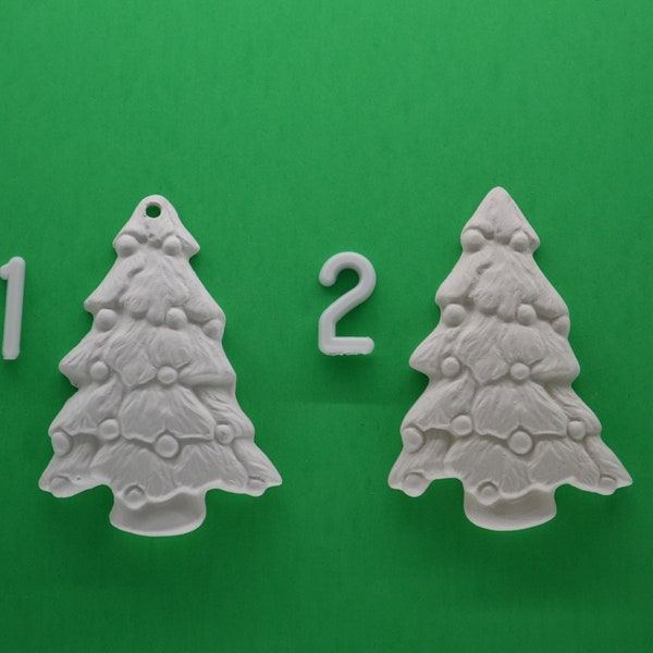 Christmas Tree Ornament, 3", Ceramic Bisque Unpainted Ready to Paint DIY