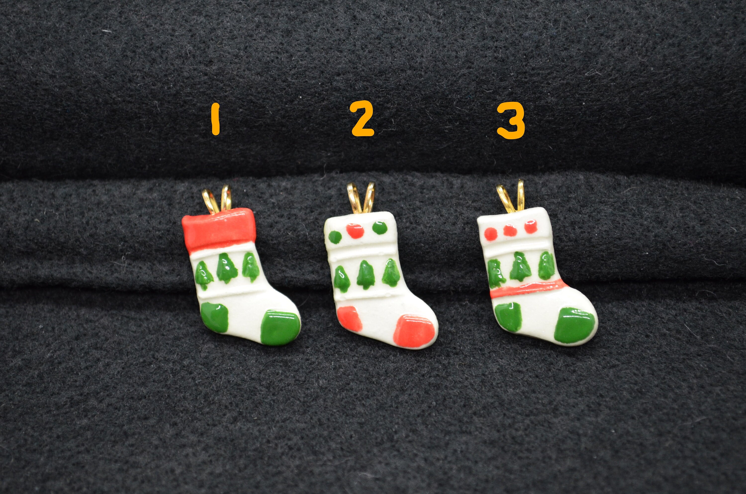 Mini Holiday Christmas Stocking Pendants. Various Colors.  Etsy
