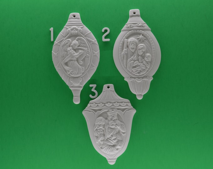 Nativity Ornament Cream Ceramic Stoneware Pottery Christmas Ornaments ...