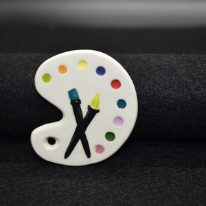 Artist Palette Pin, Ceramic, Multi-colored