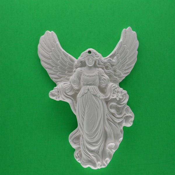 Large Angel with wings, Ceramic Bisque Unpainted Ready to Paint DIY