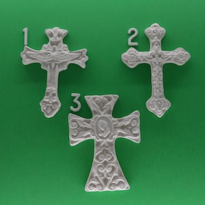 Detailed Crosses, Various Styles, Ceramic Bisque Unpainted Ready to Paint DIY