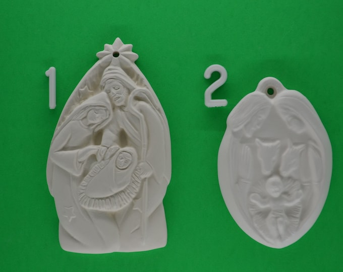 Nativity Ornament Cream Ceramic Stoneware Pottery Christmas Ornaments ...