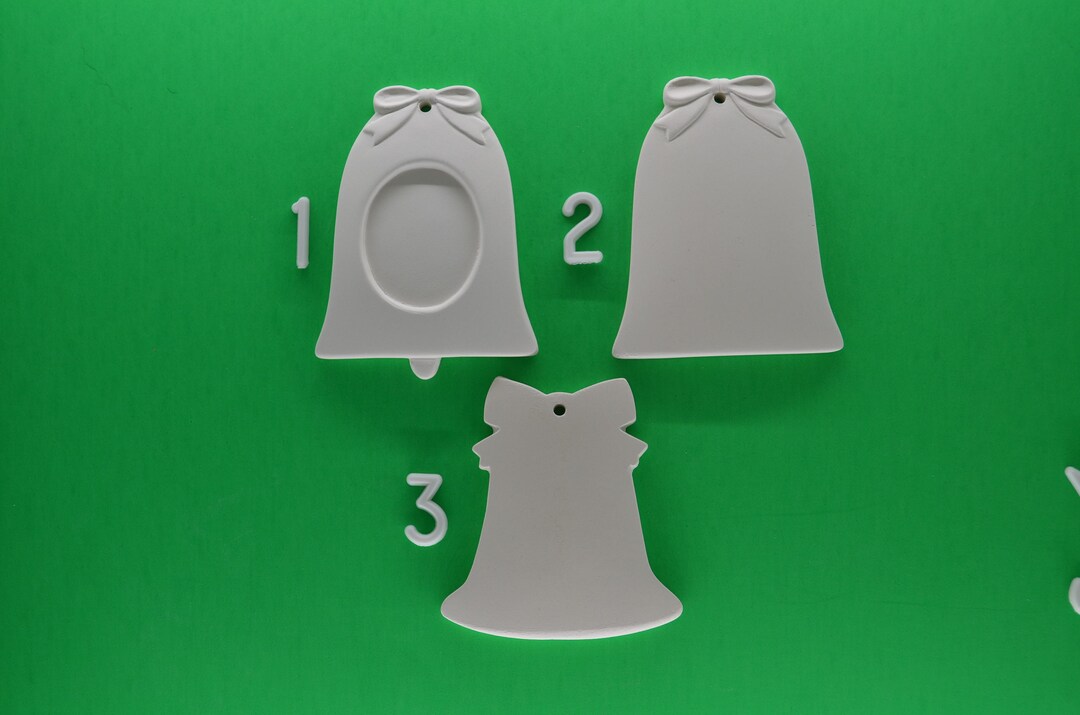 Bells Photo Frame Christmas Bells, Use as Picture Frames, Ornaments or Tags, Ceramic ...