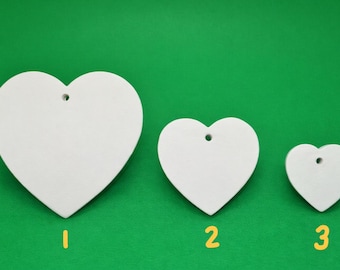Hearts Various Sizes Ceramic Bisque Unpainted Ceramics Ready to Paint DIY