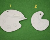 Artist Paint Palettes, two different sizes.  Ceramic Bisque Unpainted Ceramics Ready to Paint DIY