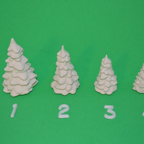 Christmas Trees, 3D, Various Sizes, Ceramic Bisque Unpainted Ready to Paint DIY