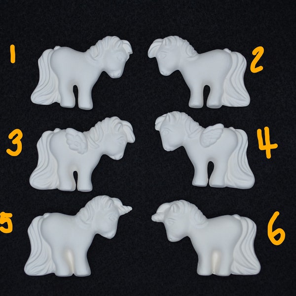 Playful Ponies to paint your favorite color, various styles, Ceramic Bisque Unpainted Ready to Paint DIY