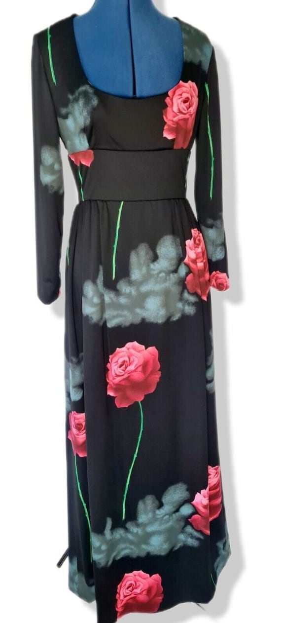 1960s Maxi Dress Vintage Rose Print Original Flory