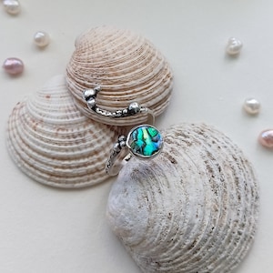 Handmade Abalone Sterling Silver Ring, Tentacle, Shell Ocean Vibes Mermaid Jewelry, Silver 925