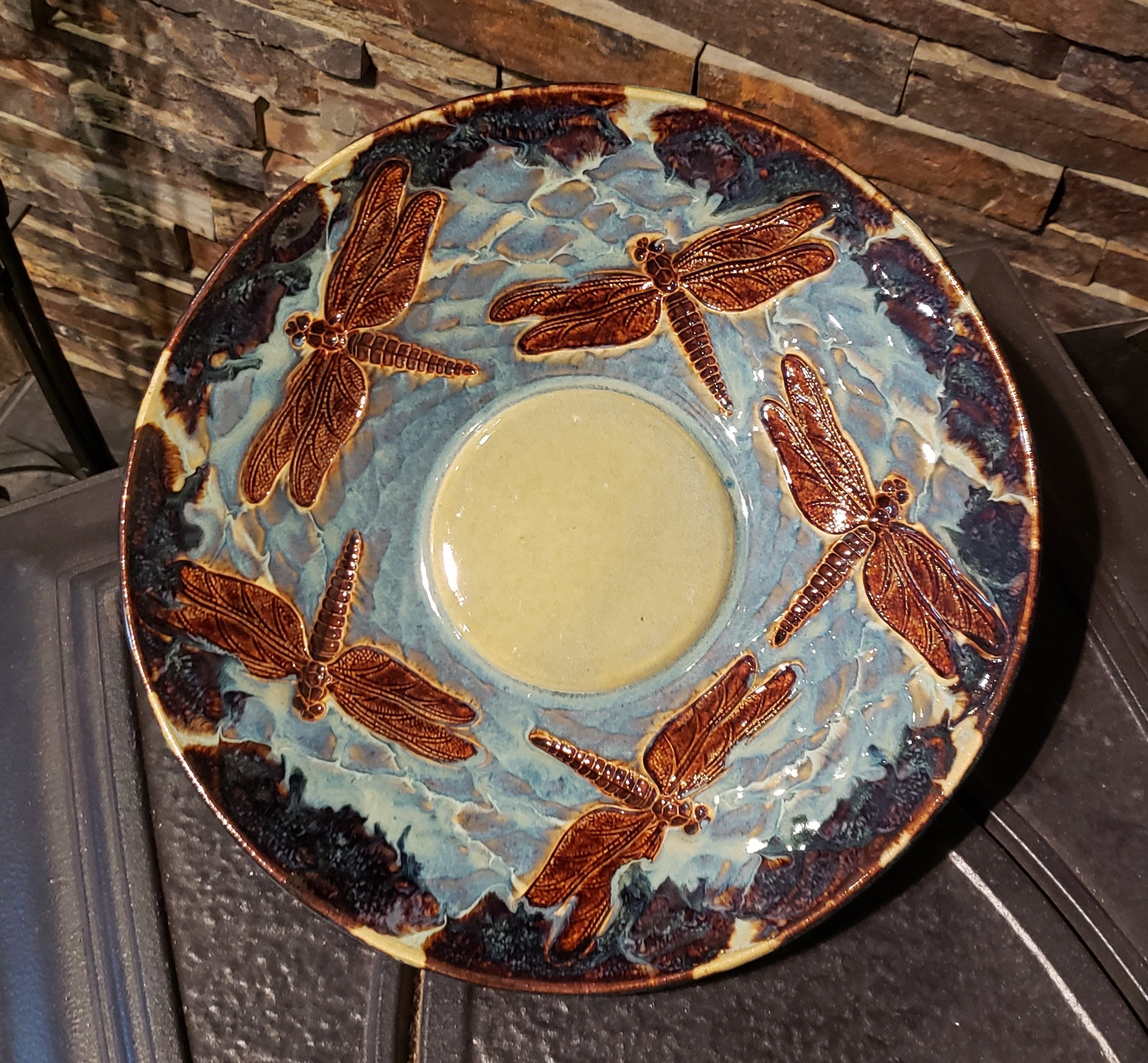 Large Textured Decorative Bowl Unique Pottery Nature Theme Etsy
