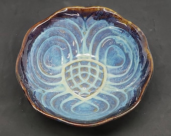Mittelgroße dekorative Keramikschale - Tonschale - Keramikschale - Strukturierte Keramikschale - Dekorative Tonschale - Blaue Tonschale - Einzigartige Tonschale
