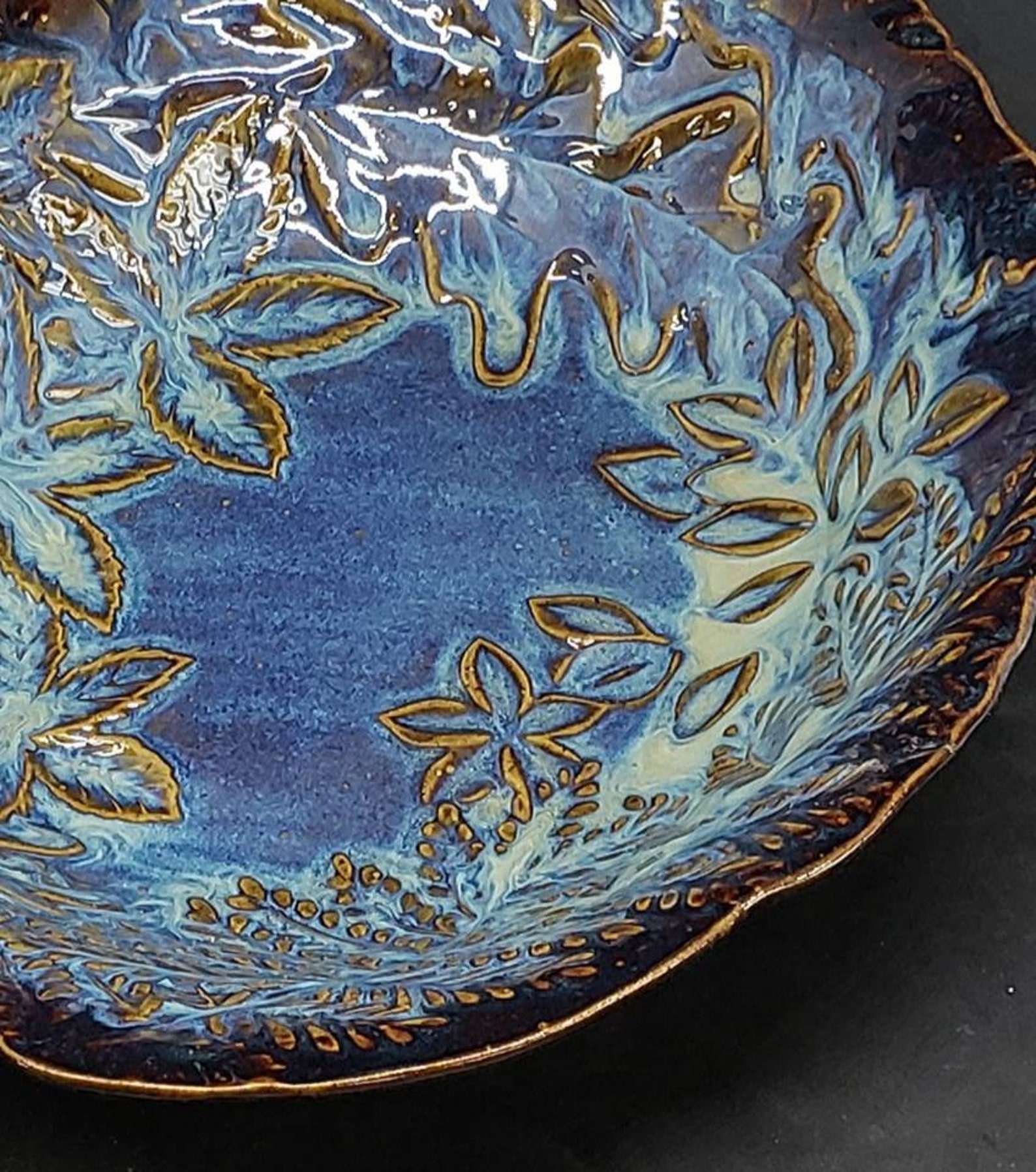 Decorative Oval Pottery Bowl Textured Leaf Pattern bowl Etsy