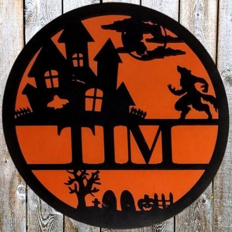 Download Werewolf Halloween Round Sign SVG-Customizable-Laser Ready ...