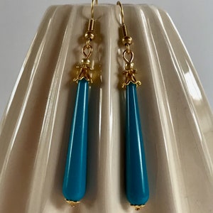 Earrings OPHELIA teal 20s twenties Art Deco vintage retro classic gold silver brass handmade