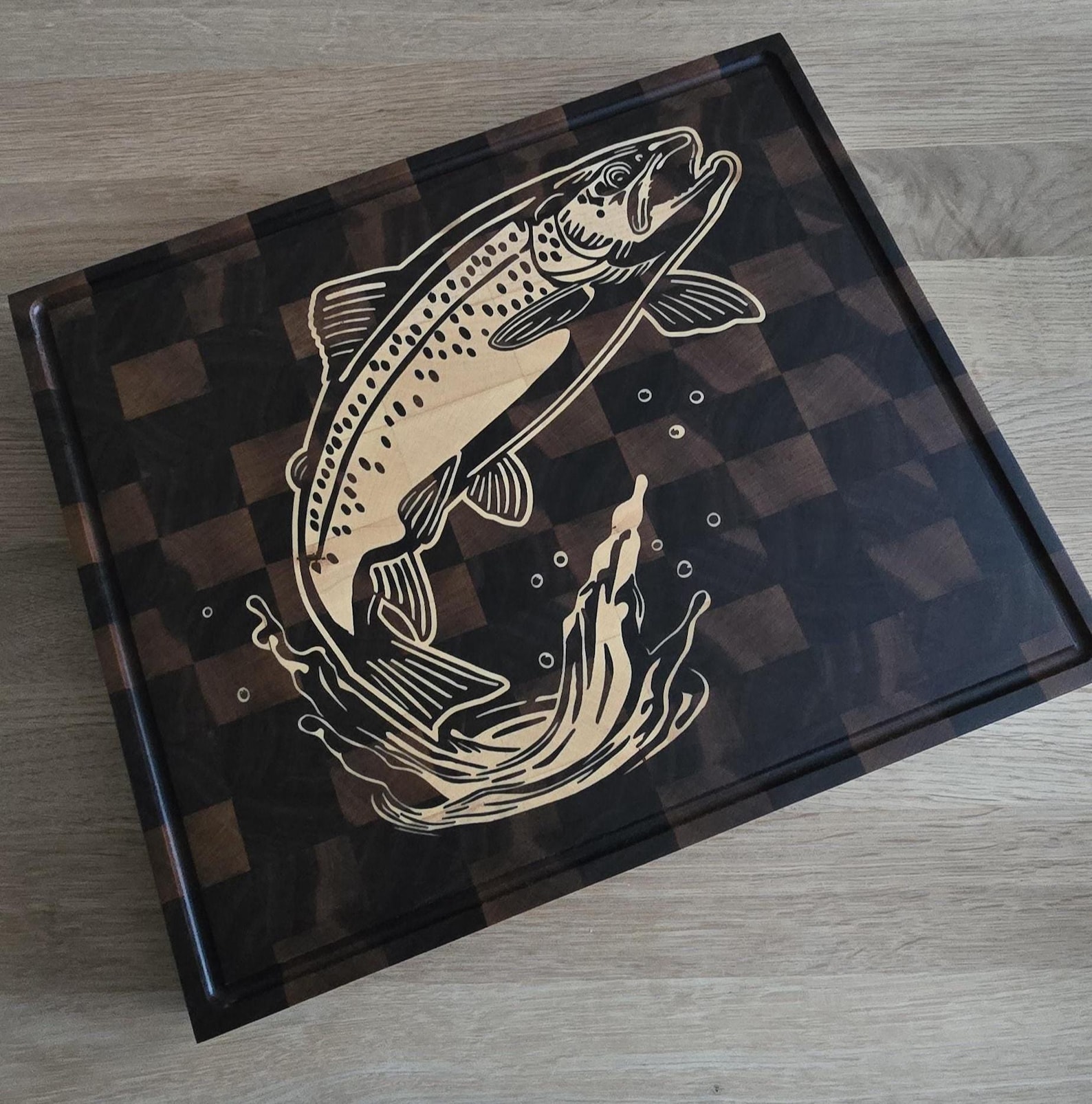 Vector Files For Inlay Cnc Vector File Prepared for Perfect Trout Inlay Cutting Board (SVG DXF ...