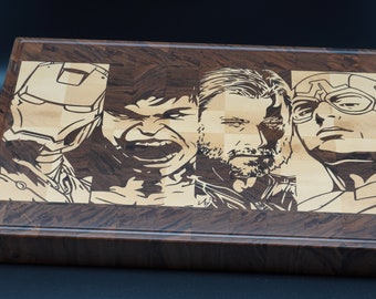Cnc Vector-bestand voorbereid voor perfecte Avengers Cnc inlay Snijplank (SVG DXF VECTOR)