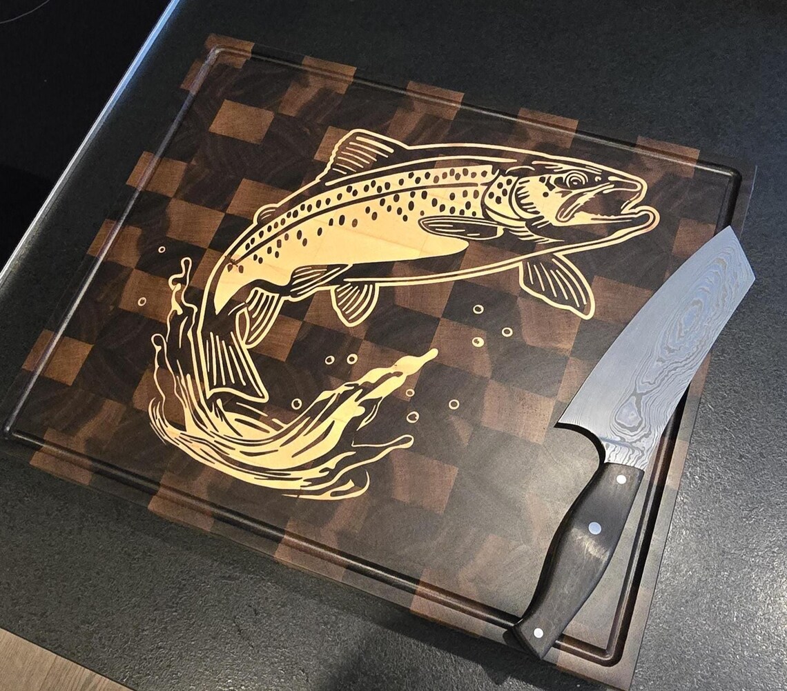 Vector Files For Inlay Cnc Vector File Prepared for Perfect Trout Inlay Cutting Board (SVG DXF ...