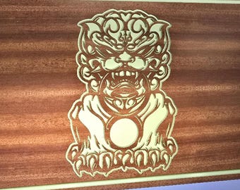 CNC-vectorbestand voorbereid voor perfecte 2x Foo Dog-inlay snijplank (SVG DXF VECTOR)