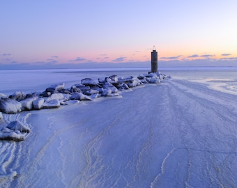 Sunset Over A Frozen Great South Bay