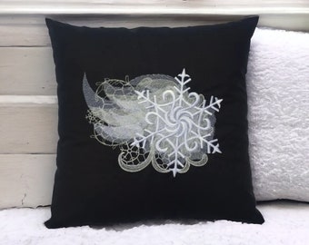 Snowflake Pillowcase Embroidery Winter Christmas 16x16 inch 40x40cm 100% Cotton Bedding Home Decor Throw Pillow