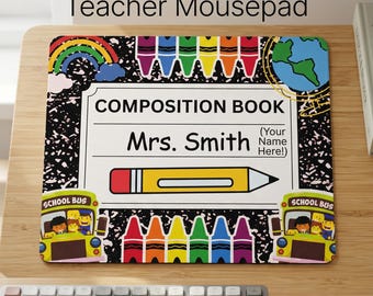 Personalized Teacher Mousepad - Composition Book Design