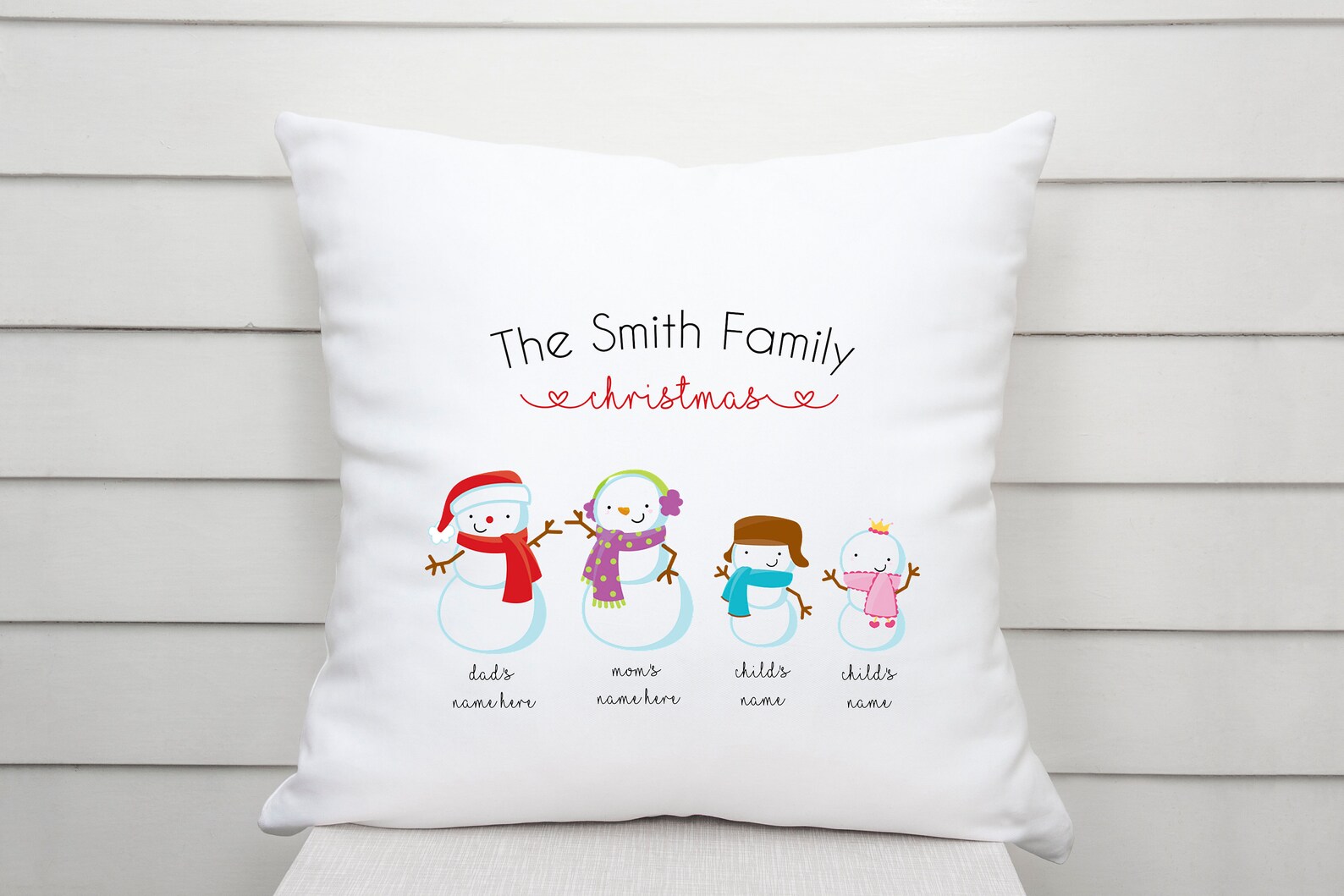 Personalized Pillow Christmas Gift Snowman Family Christmas Etsy Canada
