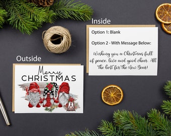 Gnome Christmas Card Pack de 5, Carte vierge, Cartes en vrac, Jeu de cartes de Noël