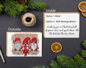 Gnome Christmas Card Pack de 5, Carte vierge, Cartes en vrac, Jeu de cartes de Noël