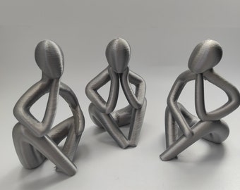 Abstract Thinker Statue Set of 3, Thinker Sculpture, Modern Home Decor, Nordic, Decoration for Living Room, Shelf Decor