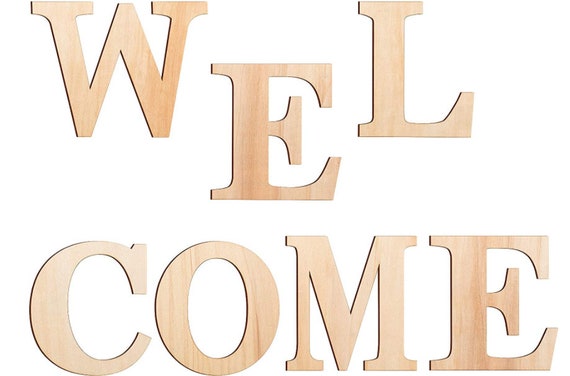 6 Inch Welcome Bienvenidos Wood Letters Unfinished Wood Sign Large