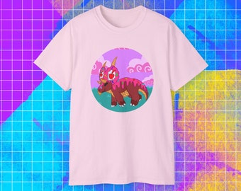 Dinosaur Tee, Dessert Triceratops Shirt, Cute Jurassic T-Shirt, Unisex Top, Gift for Dino Lover, Funny Graphic Tee