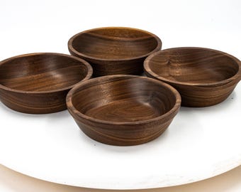 Hand-Turned Walnut Bowls (Set of 4)