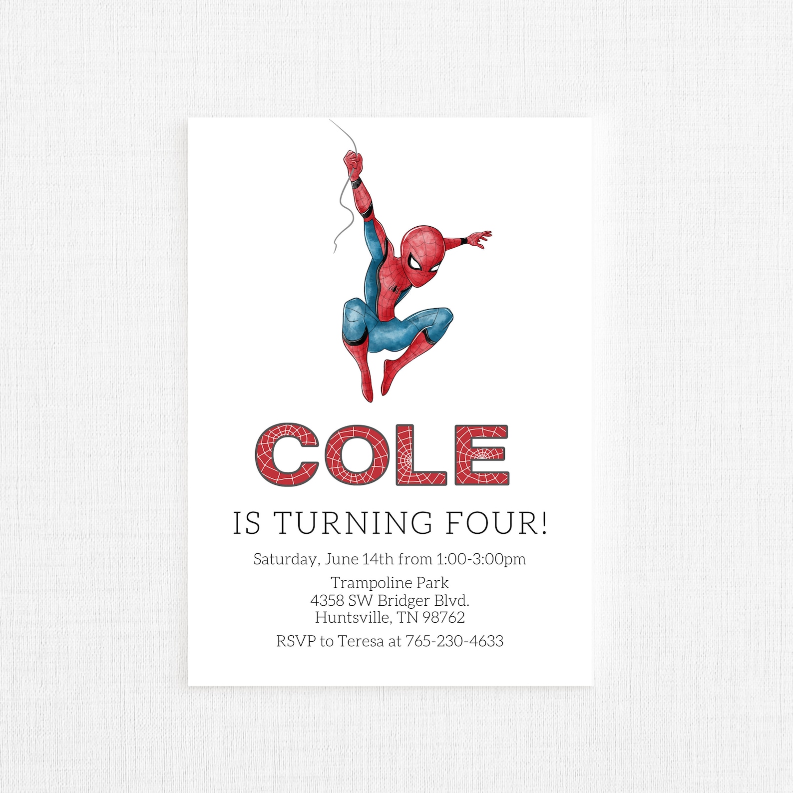 Customizable Superhero Invitation Spiderman Invitation Etsy
