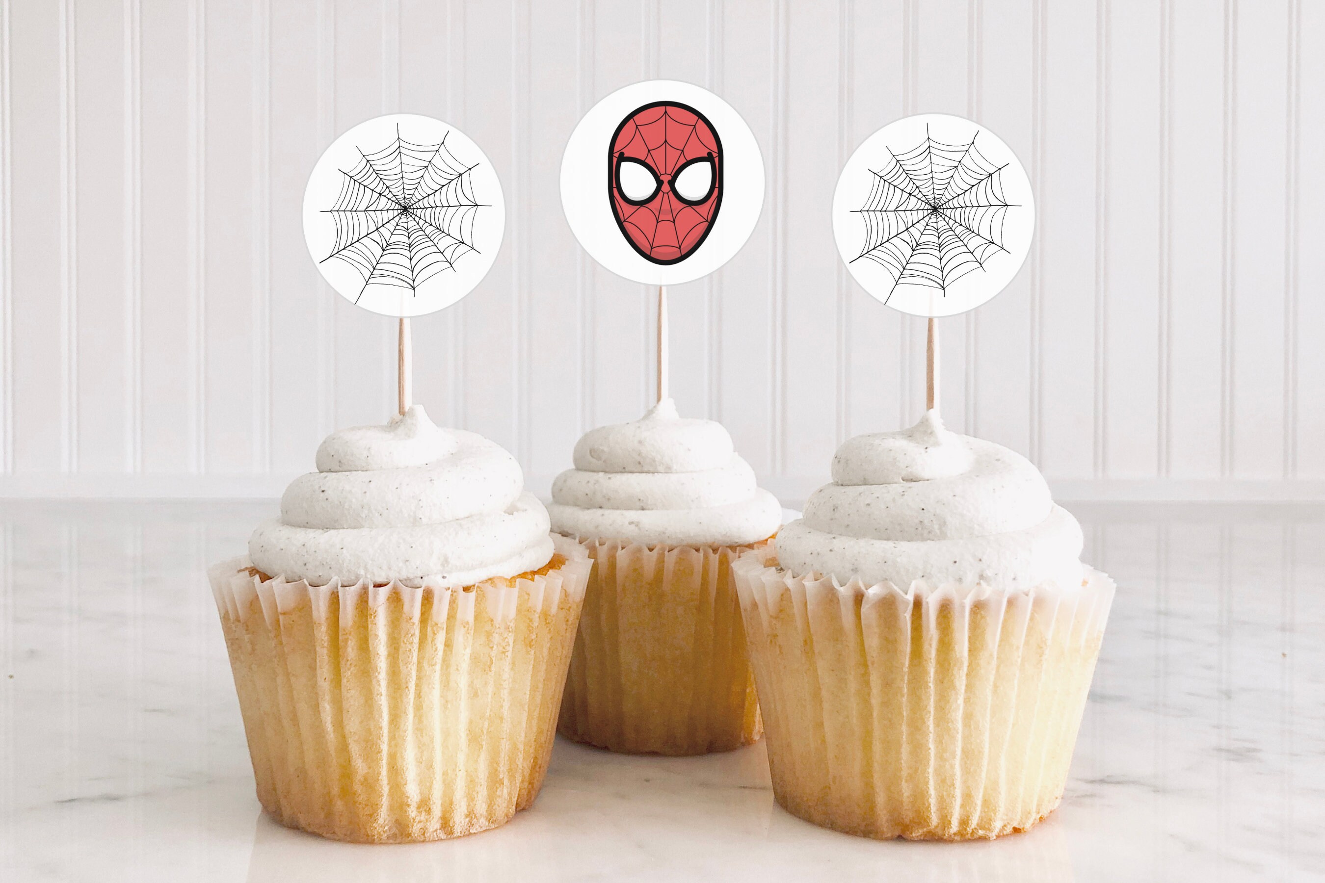 Customizable cupcake toppers spiderman birthday spider cupcake toppers cupcake decorations superhero first birthday