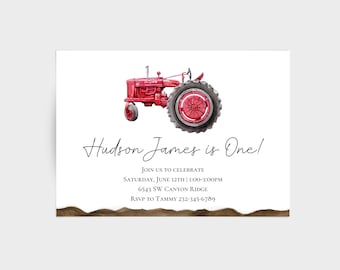 Customizable tractor birthday invitation, tractor party, farm birthday, dirt birthday invitation, john deere invitation - digital copy