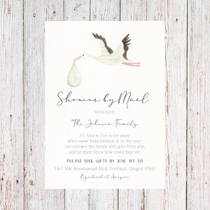 Customizable shower by mail invitation, long distance shower invitation, gifts by mail, long distance party invitation - digital copy
