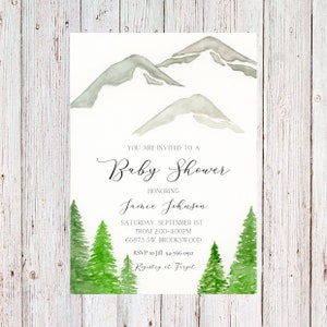 Customizable mountain baby shower invitation - digital copy