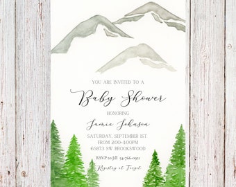 Customizable mountain baby shower invitation - digital copy