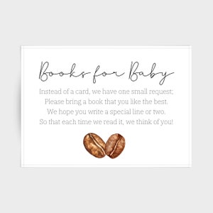 Customizable books for baby insert, bring a book coffee, coffee baby shower, baby is brewing, books for baby invitation - digital copy